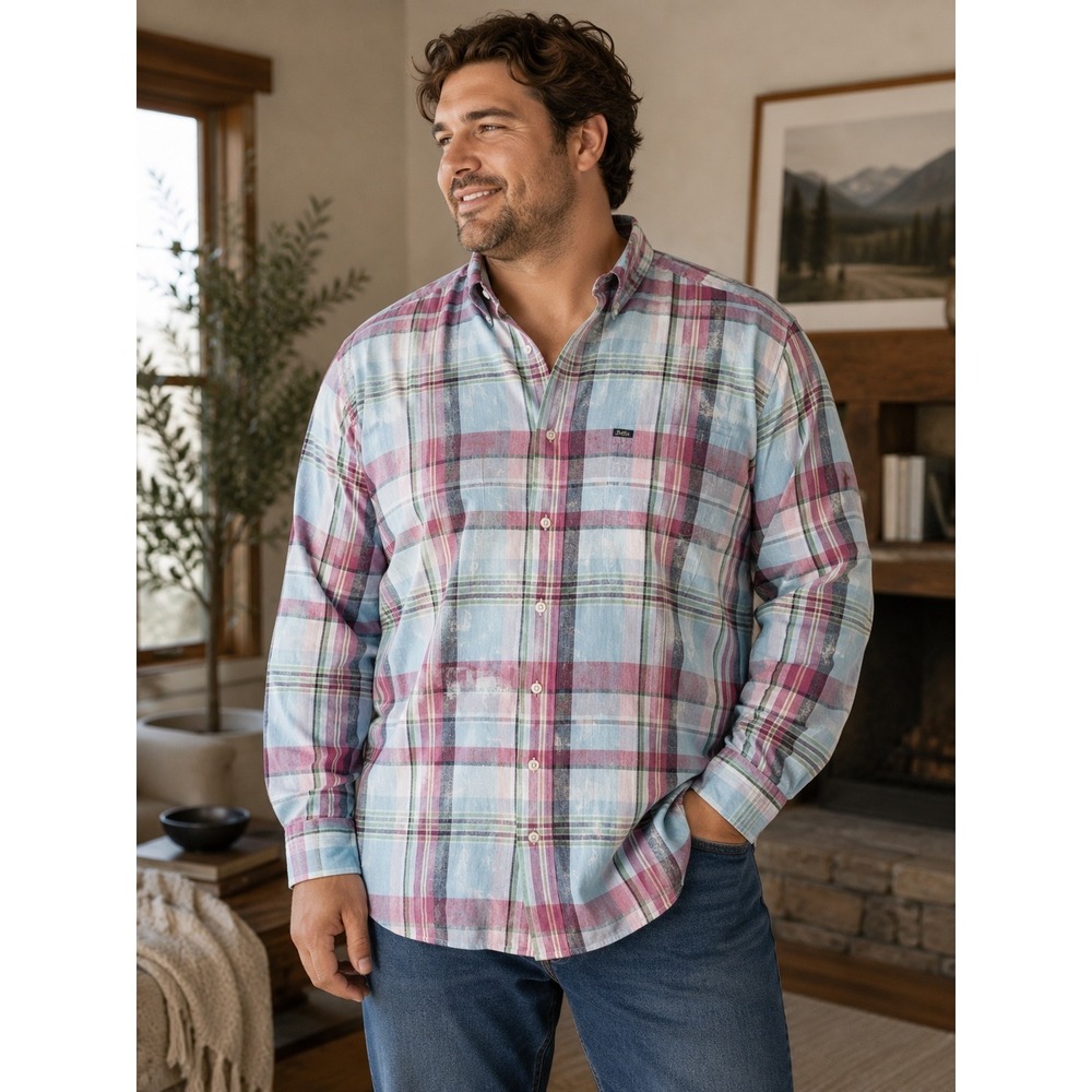 Polo Ralph Lauren- Men's Light Pink and Blue Plaid Button Down- Size 2XLT